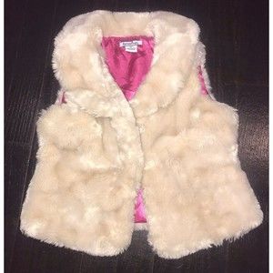 Hartstrings Girls Cream Faux Fur Vest 4T Toddler Soft Cozy